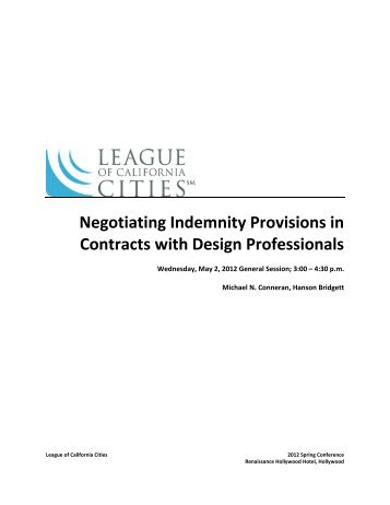 Negotiating Indemnity Provisions in Contracts with Design ...