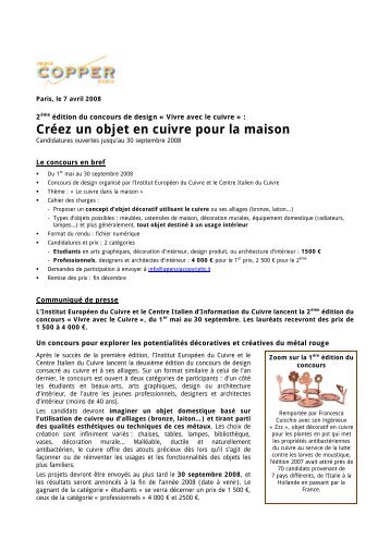 Concours design Cuivre 2008.pdf - Le Centre d'Information du ...