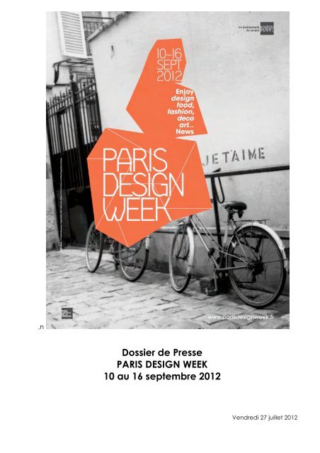 Dossier de Presse PARIS DESIGN WEEK 10 au 16 septembre 2012