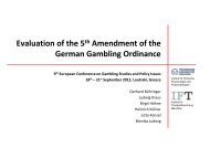 Evaluation of the 5th Amendment of the German Gambling Ordinance