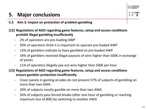 Evaluation of the 5th Amendment of the German Gambling Ordinance