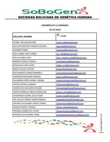 SOCIEDAD BOLIVIANA DE GENÃTICA HUMANA - IRD