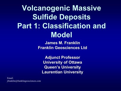 Classification and Key Characteristics of VMS Deposits