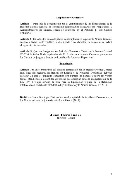 Norma General 06-2011 - Direccion General de Impuestos Internos