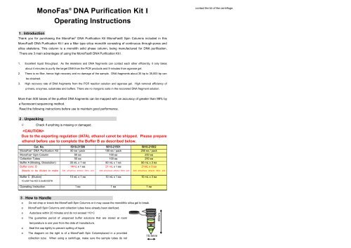 MonoFasÂ® DNA Purification Kit I Operating Instructions - Interchim