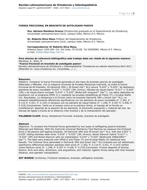 PÃ¡gina | 1 - Revista Latinoamericana de Ortodoncia y OdontopediatrÃ­a