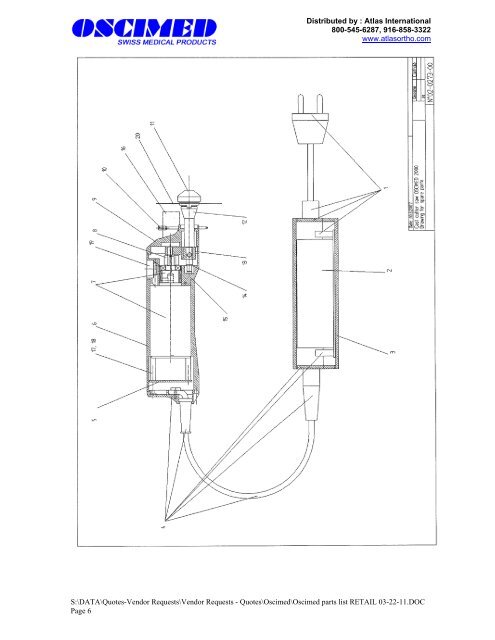 List of spare parts for plaster saw OSCIMED ... - Atlas International