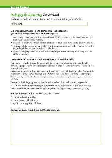 Pedagogisk planering VÃ¤rldshavet - Sanoma Utbildning