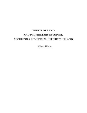 TRUSTS OF LAND AND PROPRIETARY ESTOPPEL ... - Support