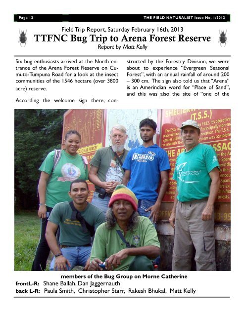 Vol 1 - The Trinidad and Tobago Field Naturalists' Club