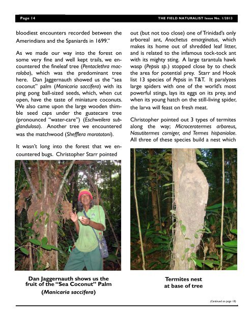 Vol 1 - The Trinidad and Tobago Field Naturalists' Club