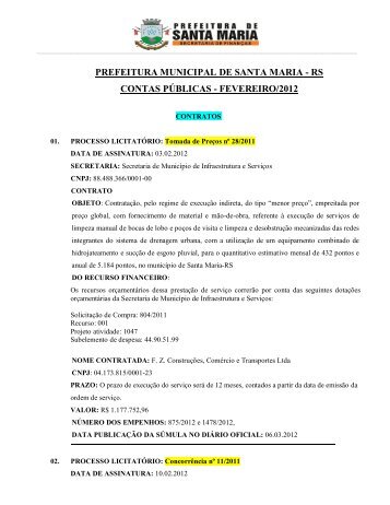rs contas pÃºblicas - fevereiro/2012 - Prefeitura Municipal de Santa ...