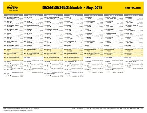 ENCORE SUSPENSE Schedule - May, 2012 - Starz