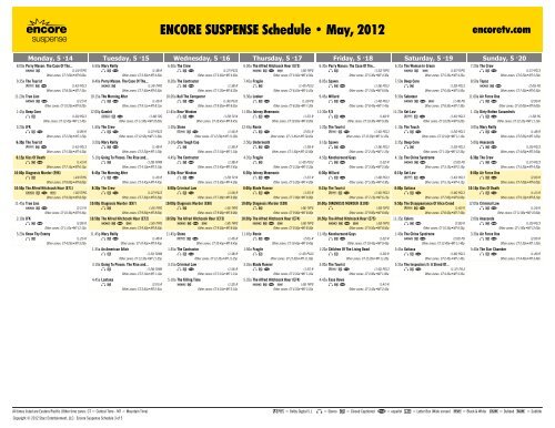 ENCORE SUSPENSE Schedule - May, 2012 - Starz