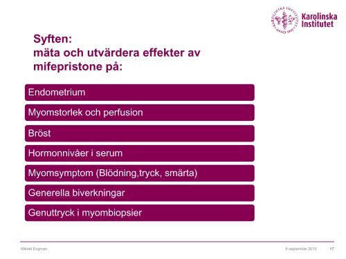 Mifepristone som preoperativ myombehandling - SFOG