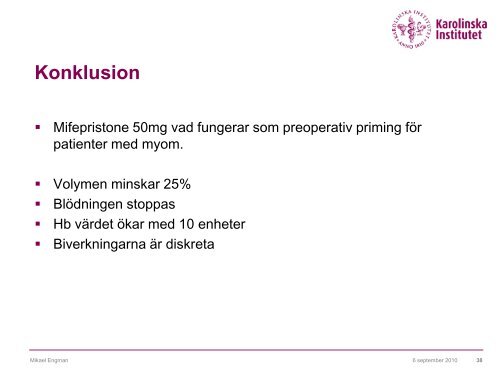 Mifepristone som preoperativ myombehandling - SFOG