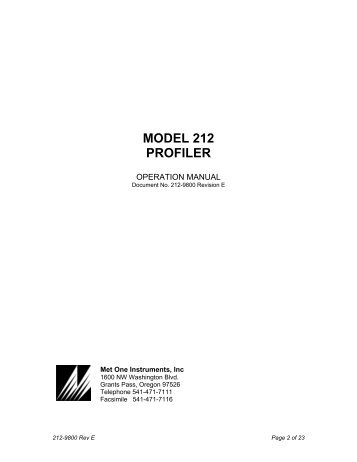 212 Ambient Particulate Profiler - Met One Instruments