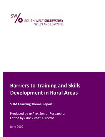Barriers to Training and Skills Development in Rural Areas