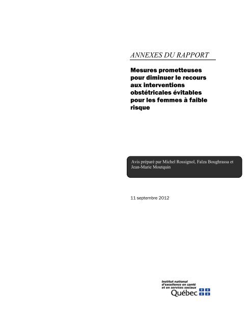 annexes du rapport - INESSS