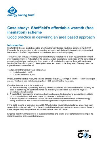 Sheffield's Affordable Warmth - Energy Saving Trust