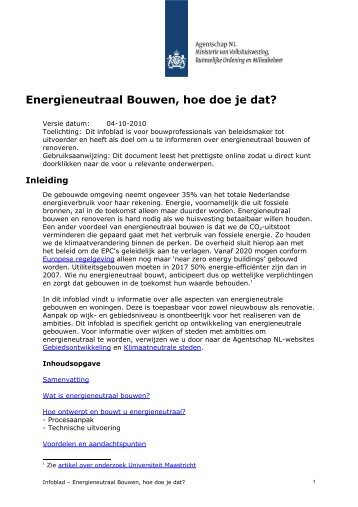 Infoblad Energieneutraal Bouwen - Bouwend Nederland
