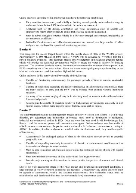 Current online water quality monitoring methods and their suitability ...