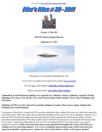 George A. Filer III. MUFON Eastern Region Director ... - ListRocket