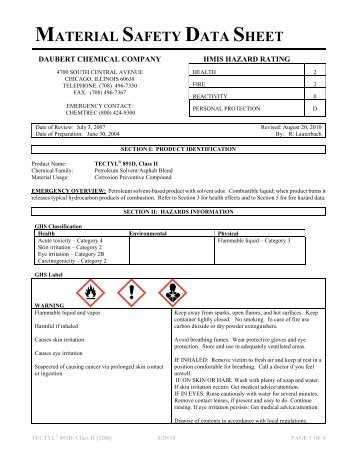 TECTYL 891D CLASS II MSDS - Daubert Chemical Company, Inc.