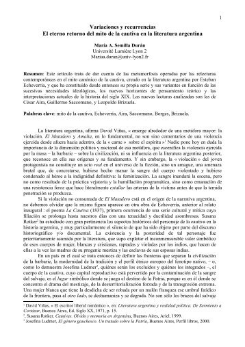 Â« Variaciones y recurrencias: el eterno retorno del mito de la
