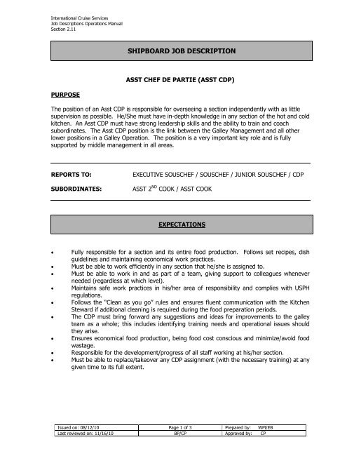 Assistant Chef De Partie Home