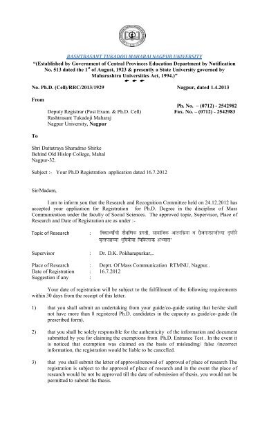 Approved Letter Faculty of Social Science - July ... - Nagpur University