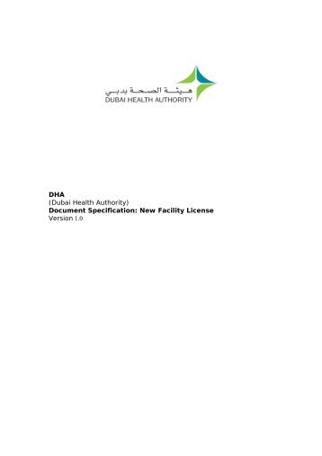 New Facility License - Dubai Health Authority