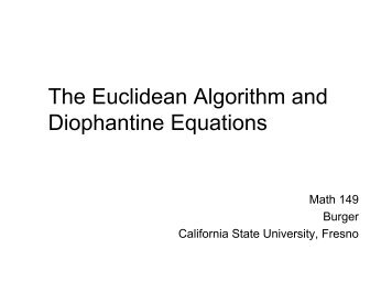 Diophantine equations for integers.