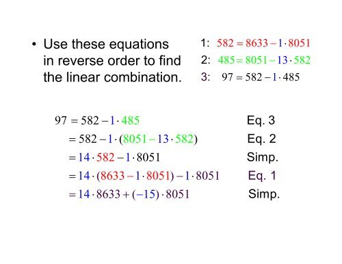 Diophantine equations for integers.