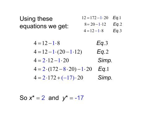 Diophantine equations for integers.