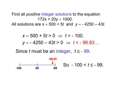 Diophantine equations for integers.