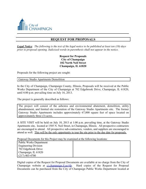 REQUEST FOR PROPOSALS - City of Champaign