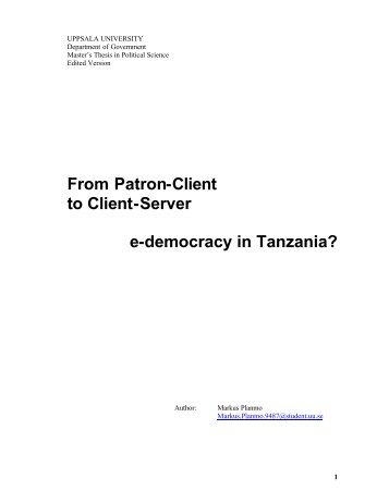 From Patron-Client to Client-Server e-democracy in Tanzania?