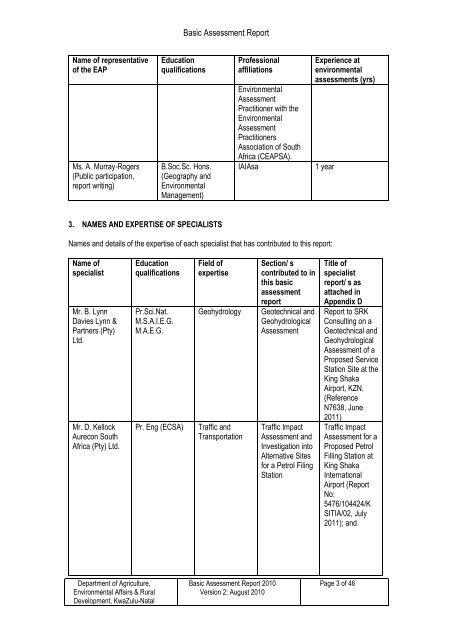 Basic Assessment Report - SRK