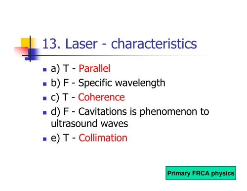 Primary FRCA Physics 21st January 2011 - Mededcoventry.com