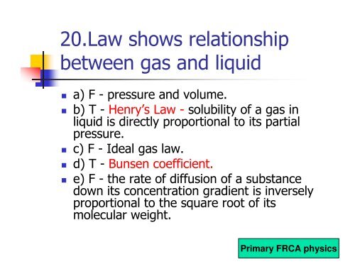 Primary FRCA Physics 21st January 2011 - Mededcoventry.com