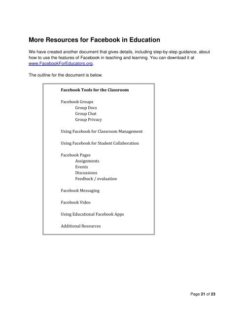 Facebook for Educators - Internet Safety Wiki