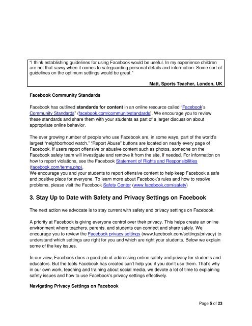 Facebook for Educators - Internet Safety Wiki