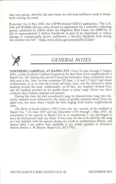 Vol 53, 2001 - Northern State University