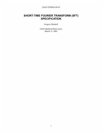 SHORT-TIME FOURIER TRANSFORM (SFT) SPECIFICATION - DCC