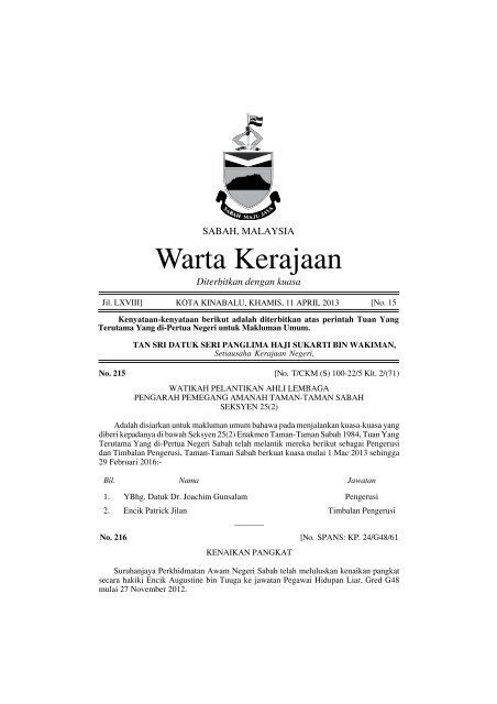 Warta Kerajaan - Sabah