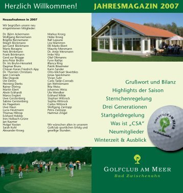 Jahresmagazin 2007 - Golfclub am Meer - Bad Zwischenahn