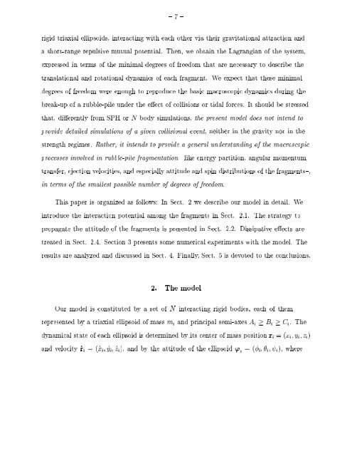 Interacting ellipsoids: a minimal model for the dynamics of rubble ...