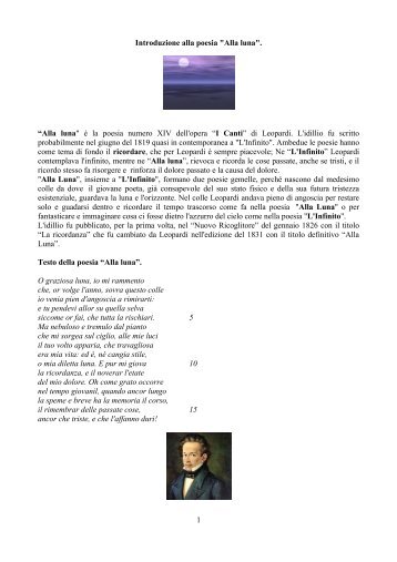 Introduzione alla poesia "Alla luna". - Biagio Carrubba