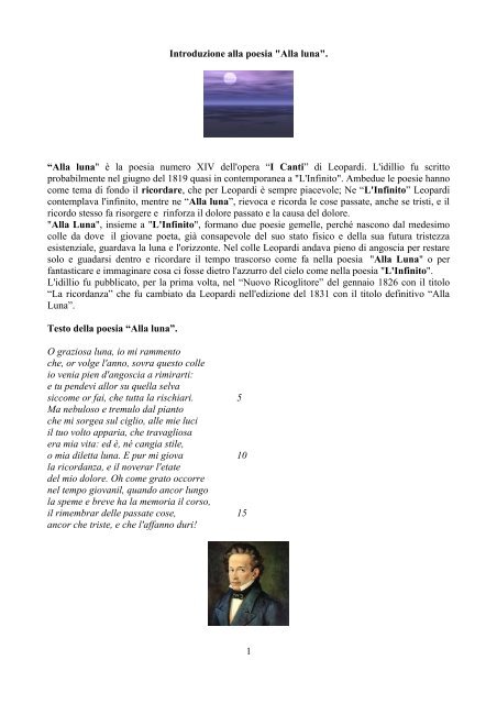 Introduzione alla poesia "Alla luna". - Biagio Carrubba